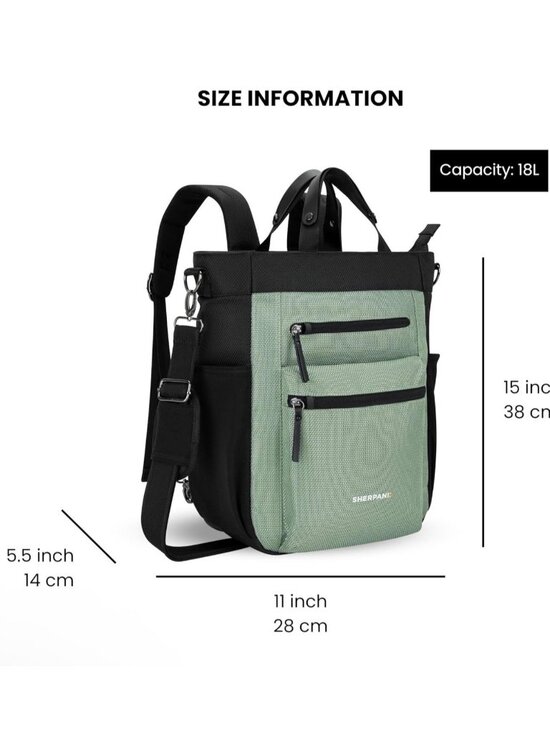 Sherpani Soleil Anti Theft Convertible Backpack 3 in 1 Tote Crossbody Purse Aloe